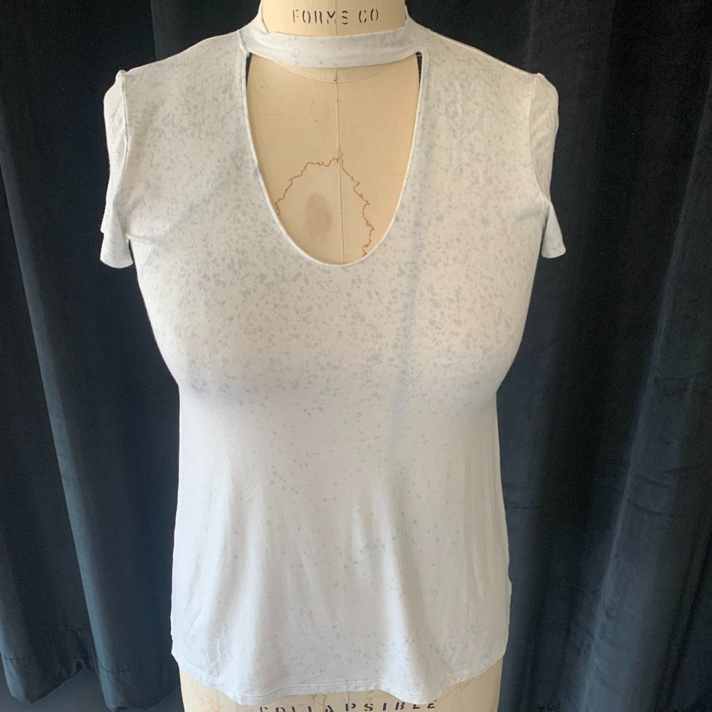 White soft and sexy shirt with grey splatter